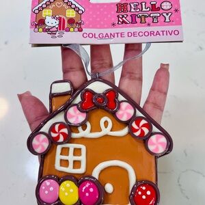 Hello Kitty Gingerbread House Ornament with White and Orange